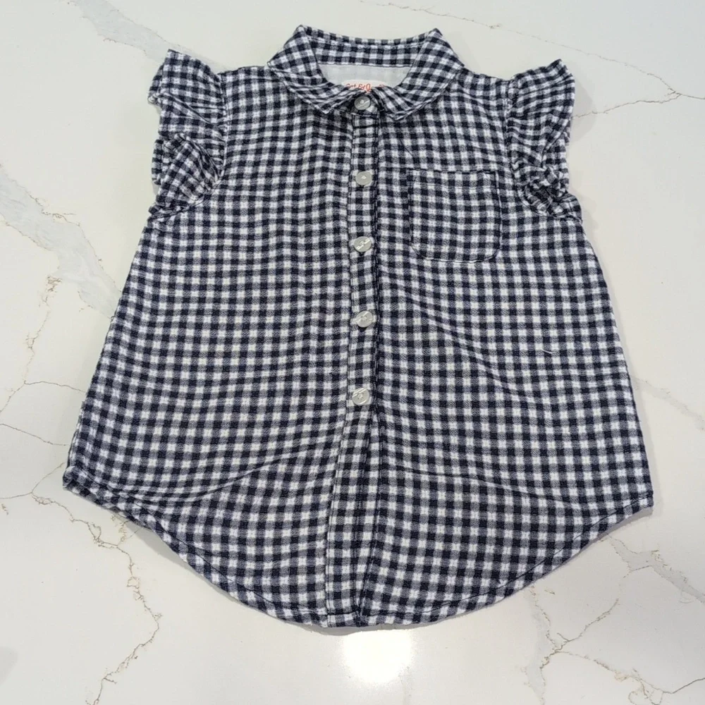 Cat & Jack Navy and White Gingham Shirt